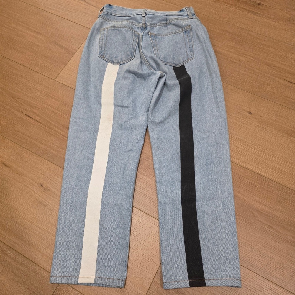 Still Here Tate High Rise Straight Leg Jeans Light Wash Stripe Size 27 (26x26) - Picture 10 of 14